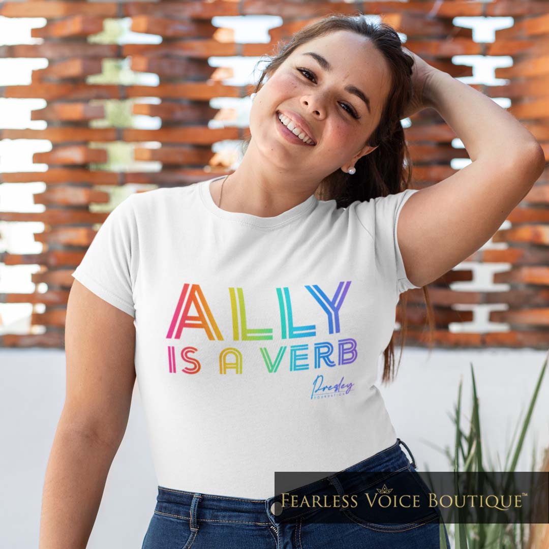 Ally is a Verb Glow Design Soft Short Sleeve T-Shirt - Presley Foundation